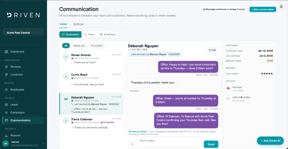 Driven One — Communication inbox
