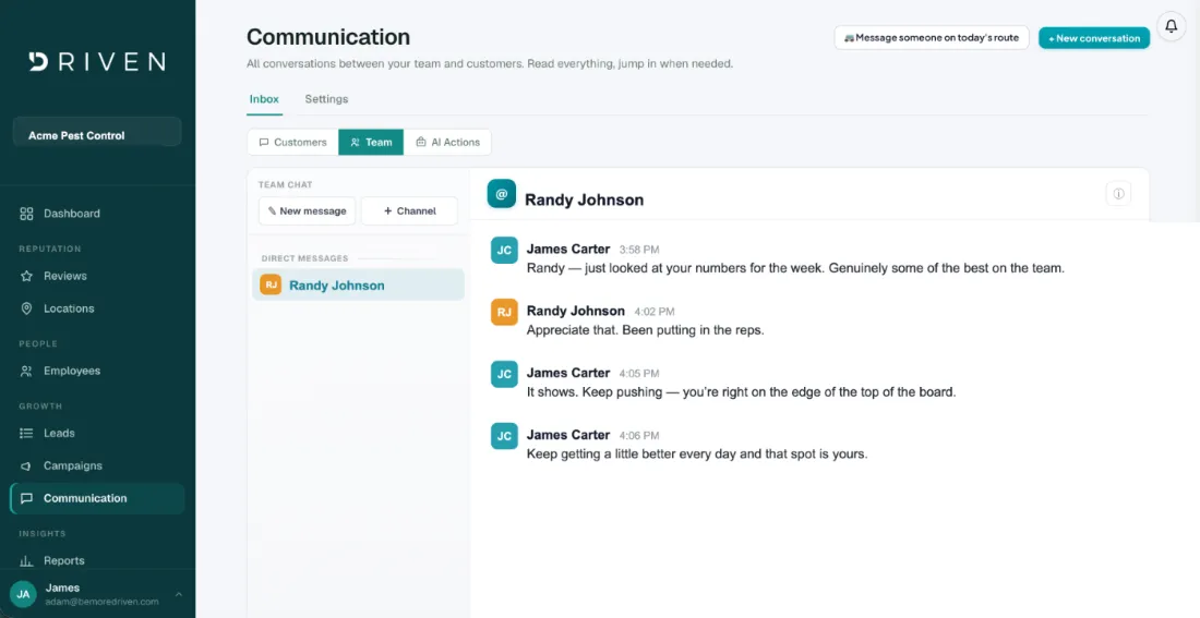 Driven One — Team chat (desktop portal)