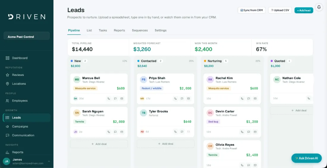 Driven One — Leads pipeline